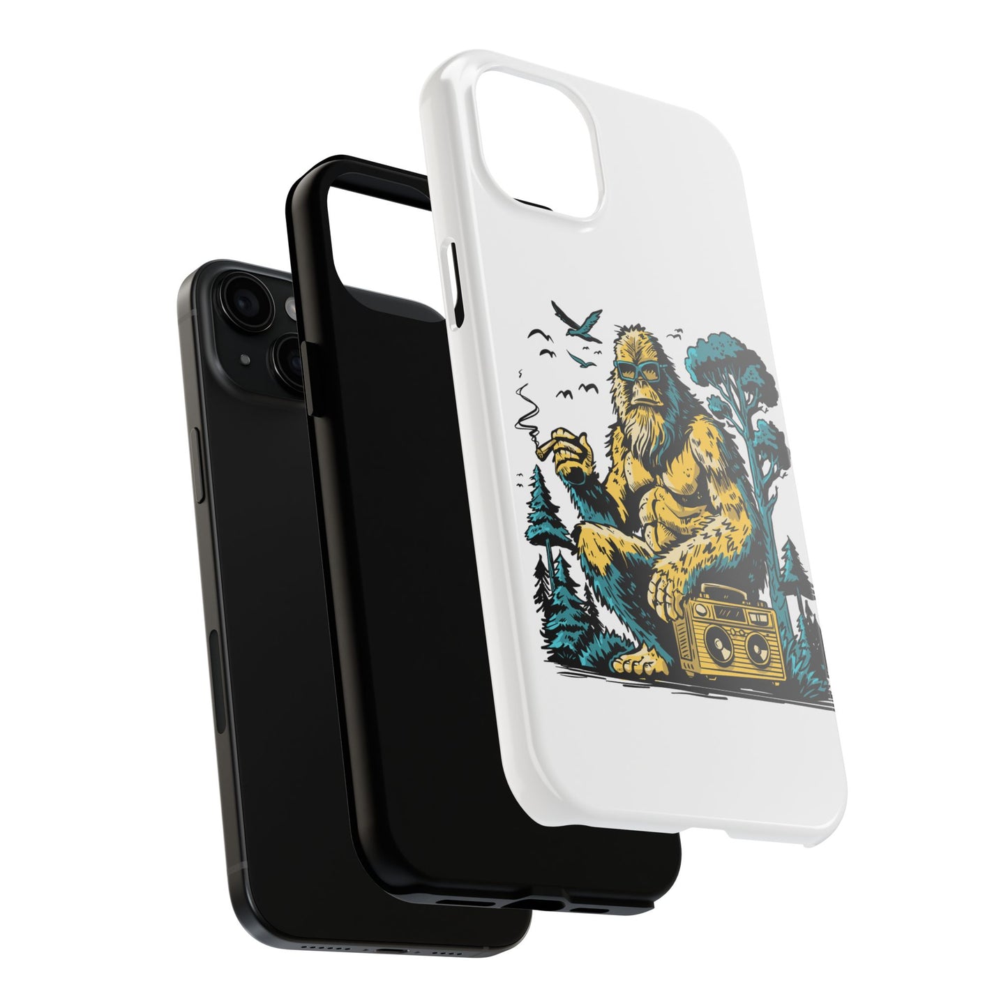 Bigfoot Chill Tough Phone Case — Retro Sasquatch with Boombox