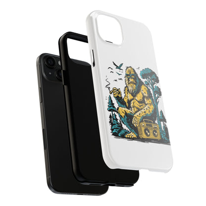 Bigfoot Chill Tough Phone Case — Retro Sasquatch with Boombox