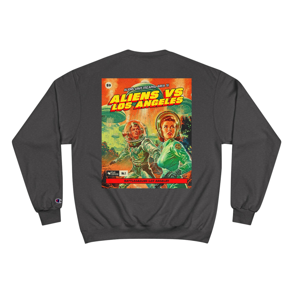 Aliens vs. Los Angeles Graphic Sweatshirt — Retro Sci‑Fi Crewneck