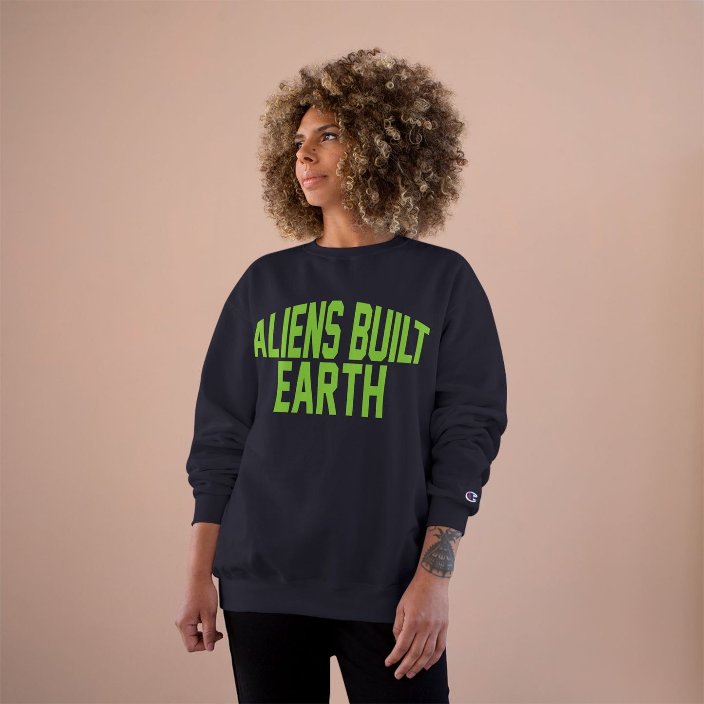 Aliens Built Earth Sweatshirt — Retro Green Graphic Crewneck