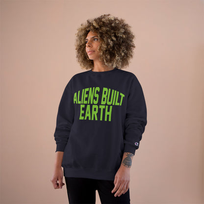 Aliens Built Earth Sweatshirt — Retro Green Graphic Crewneck