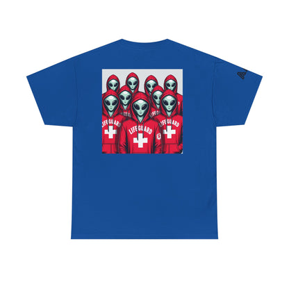 Alien Lifeguard Graphic Tee — Retro Sci‑Fi Crewneck T‑Shirt