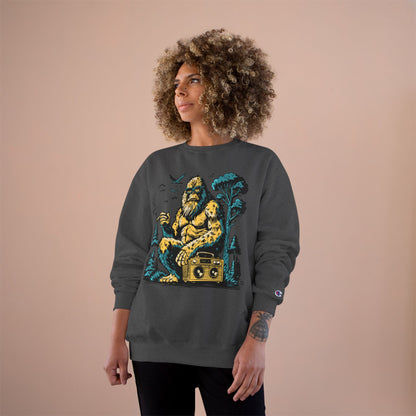 Sasquatch Camping Sweatshirt — Retro Bigfoot Graphic Crewneck