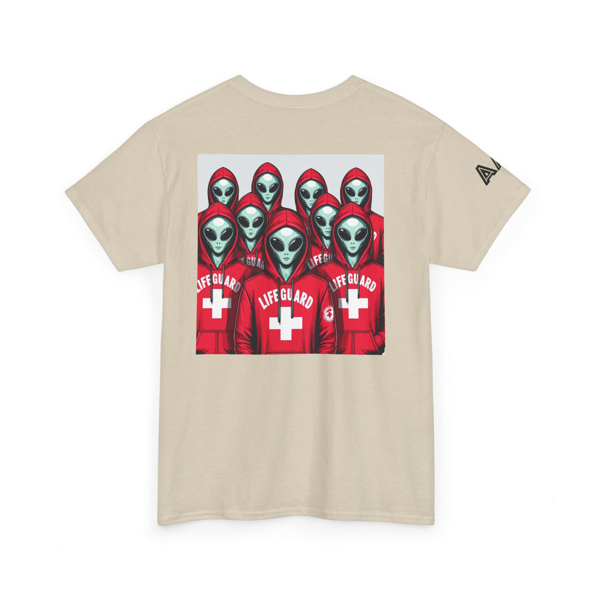 Alien Lifeguard Graphic Tee — Retro Sci‑Fi Crewneck T‑Shirt