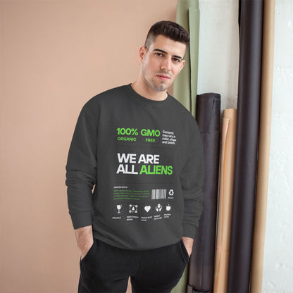 We Are All Aliens Sweatshirt — Funny Sci‑Fi Graphic Crewneck