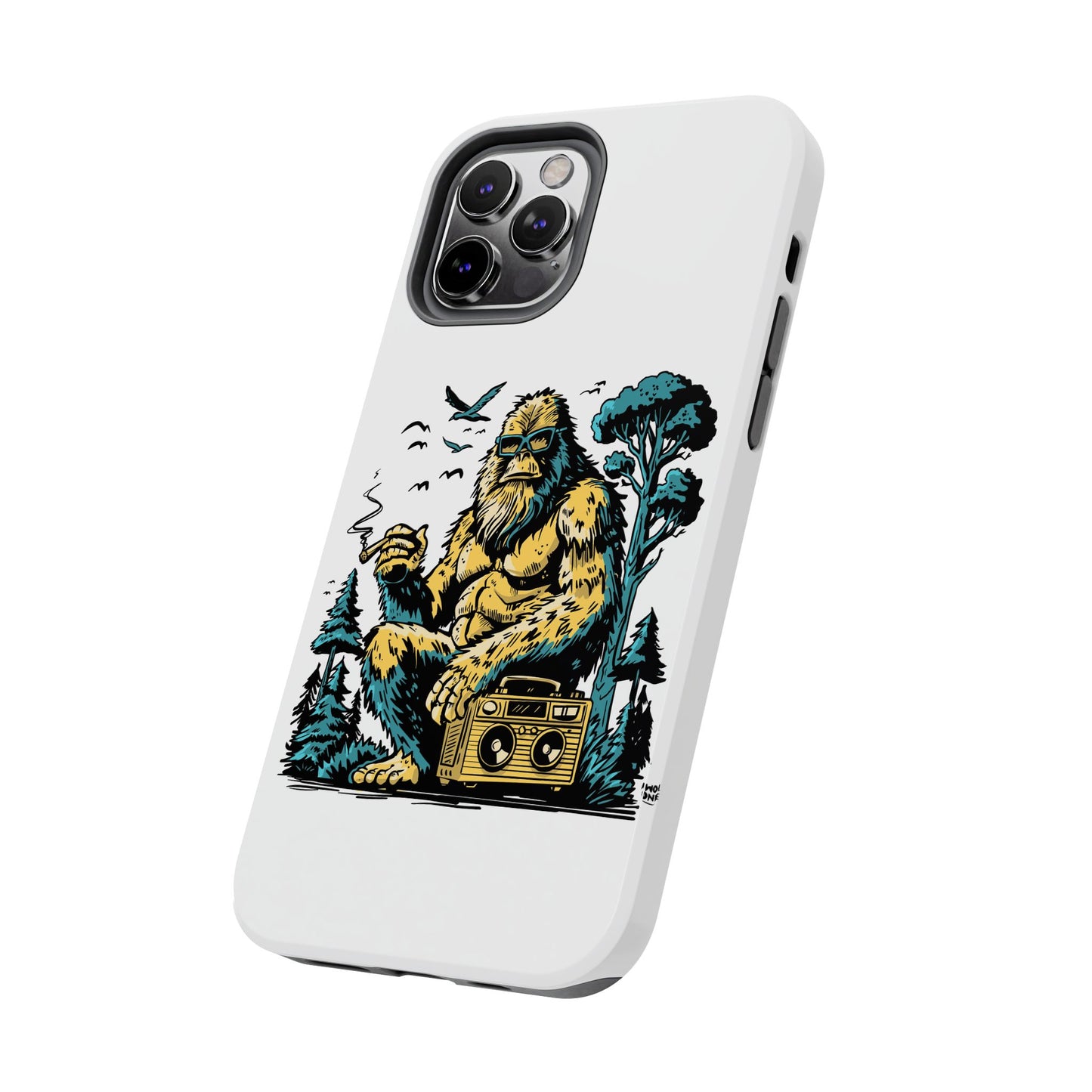 Bigfoot Chill Tough Phone Case — Retro Sasquatch with Boombox