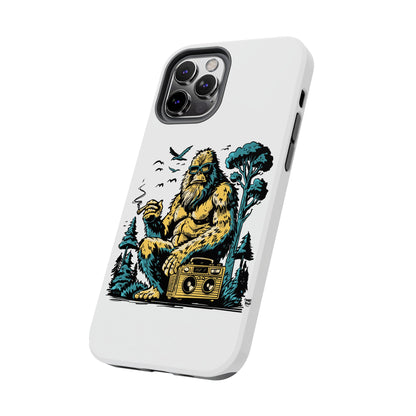 Bigfoot Chill Tough Phone Case — Retro Sasquatch with Boombox