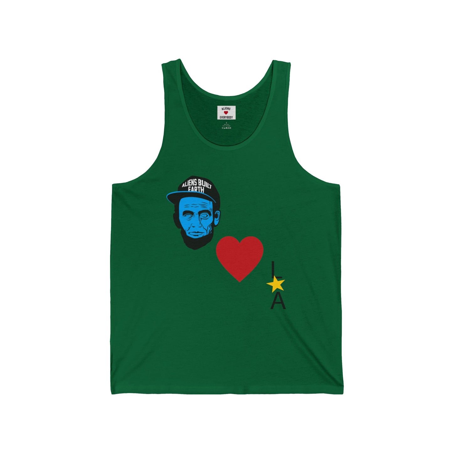 LA Love Tank Top — Blue Face Graphic with Heart & Star