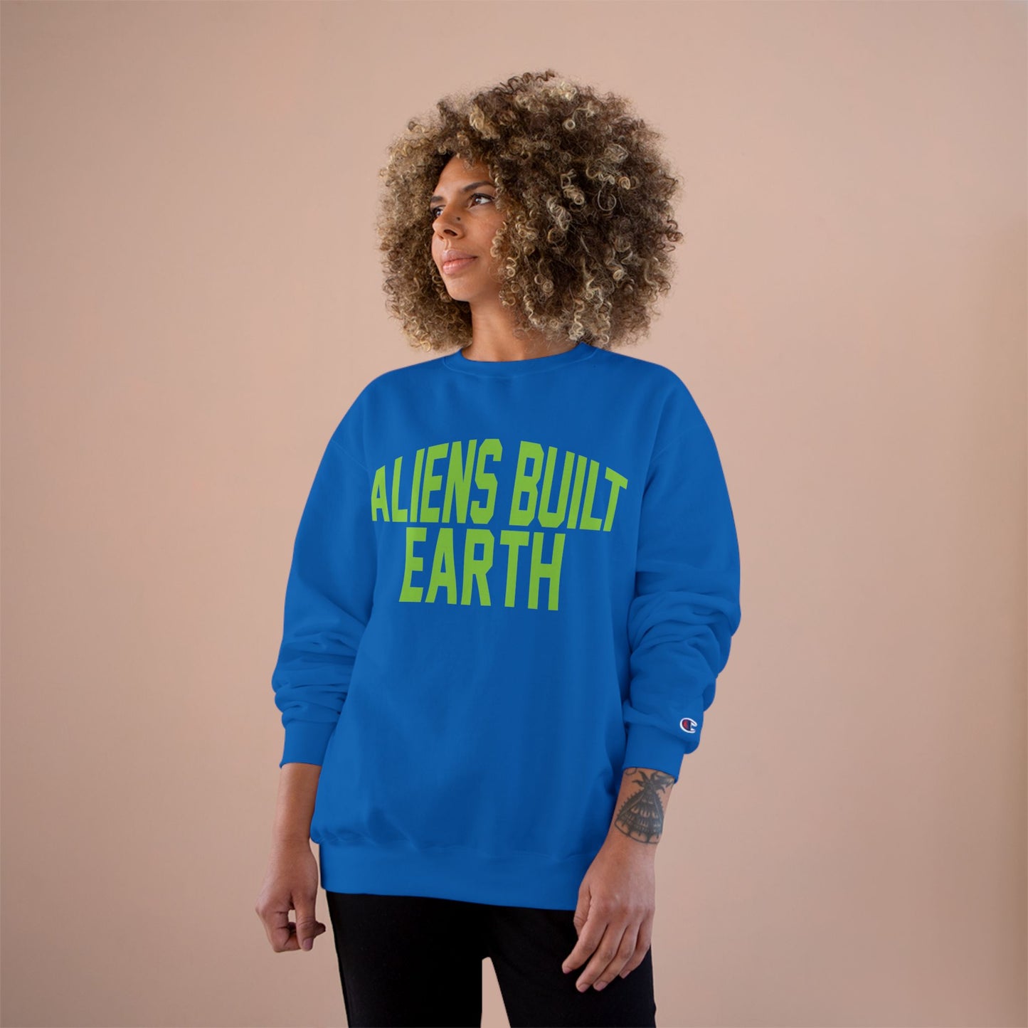 Aliens Built Earth Sweatshirt — Retro Green Graphic Crewneck
