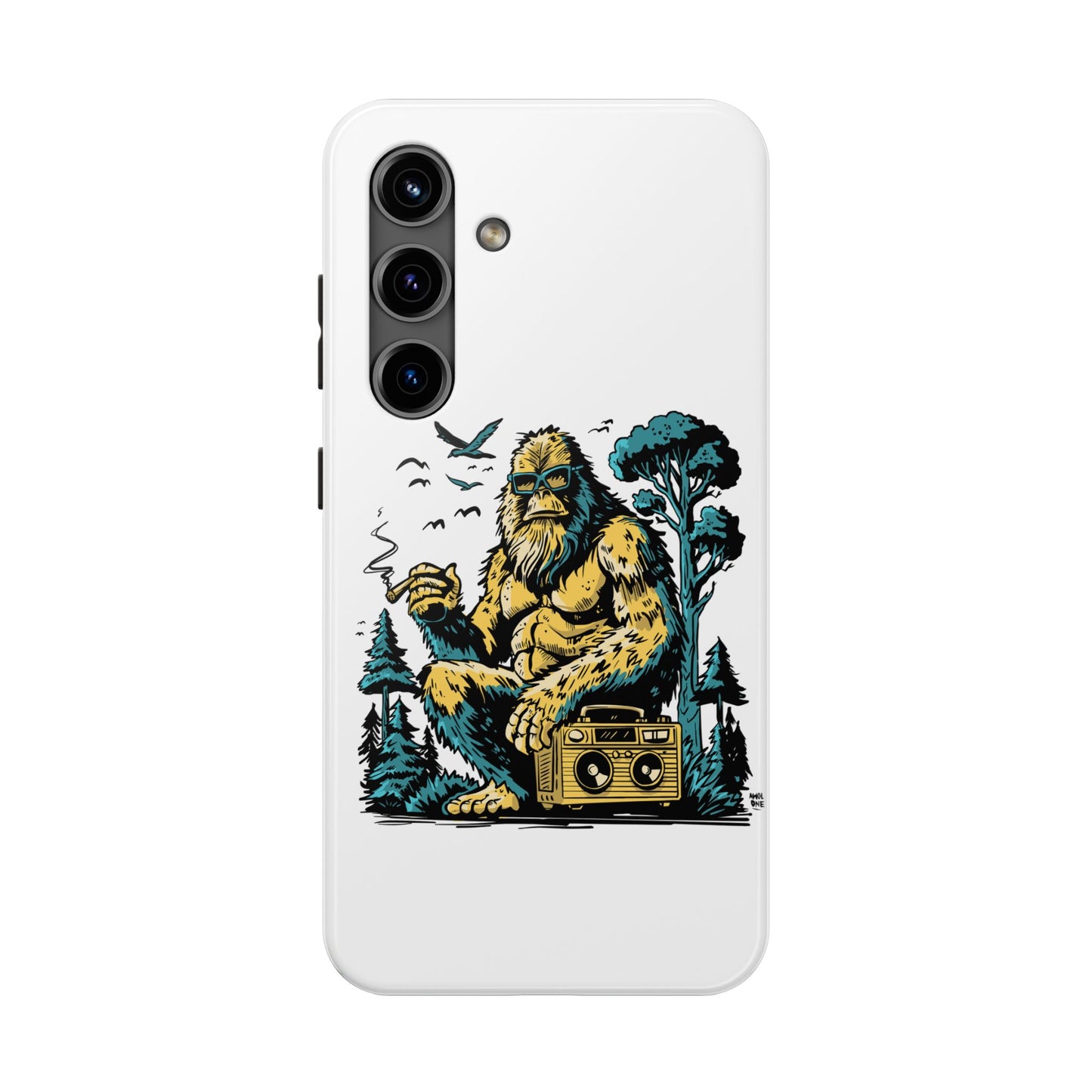 Bigfoot Chill Tough Phone Case — Retro Sasquatch with Boombox