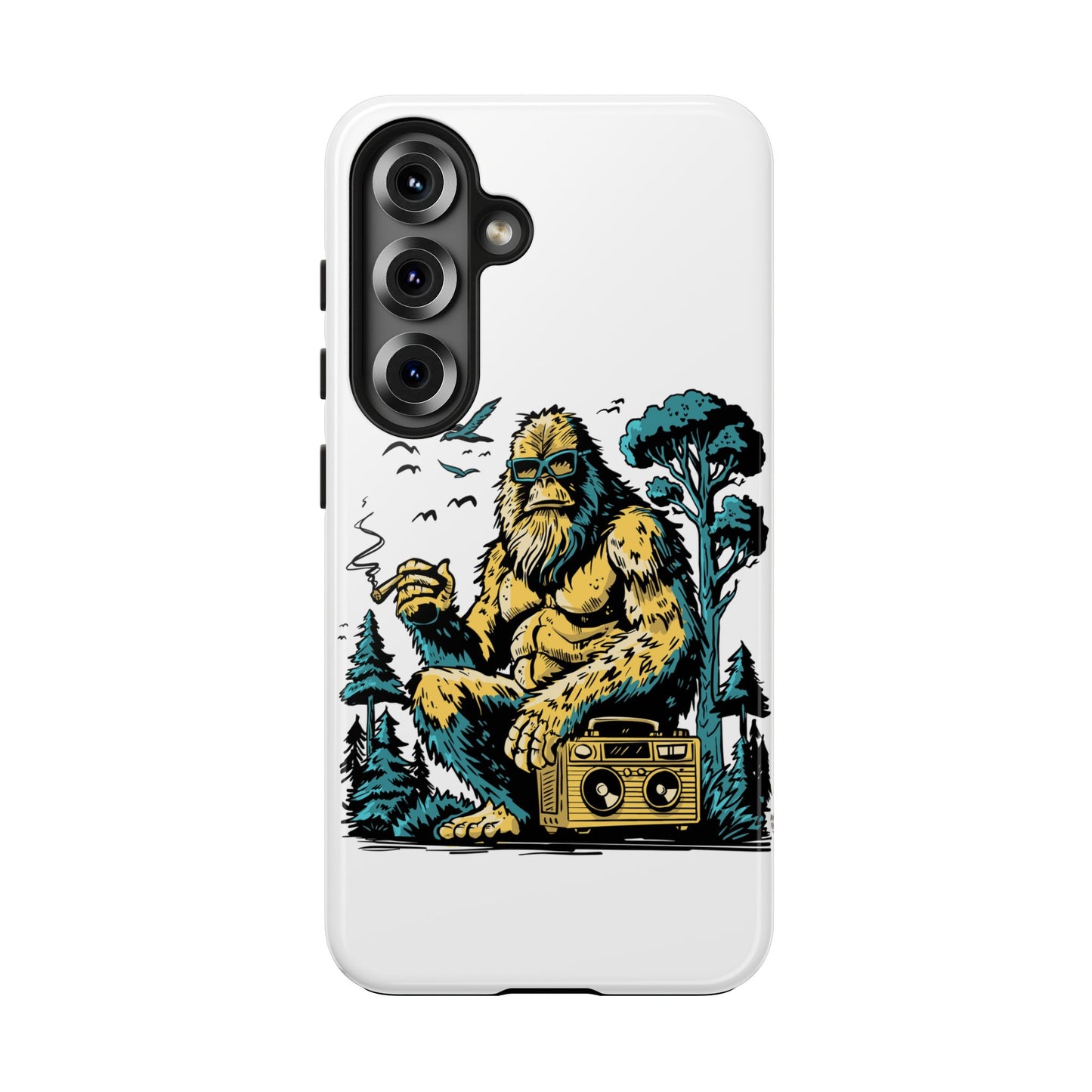Bigfoot Chill Tough Phone Case — Retro Sasquatch with Boombox