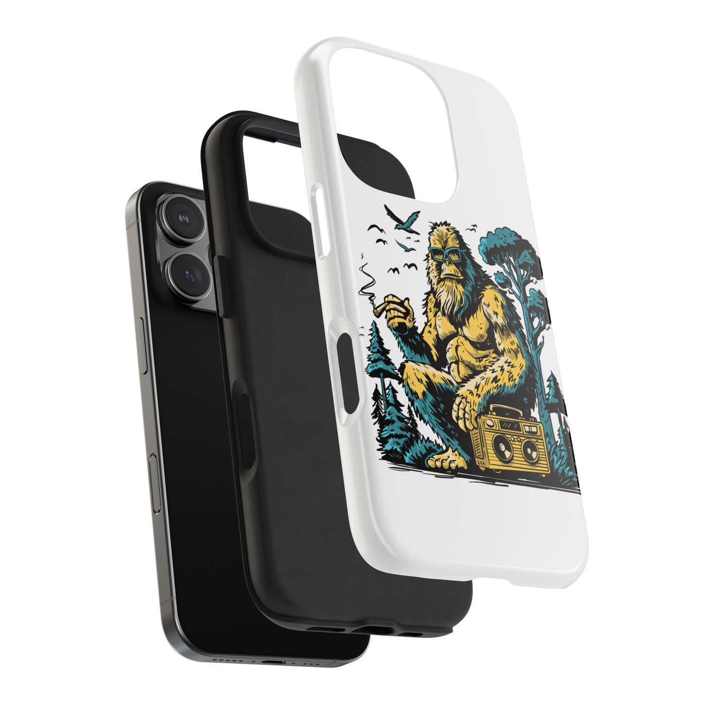 Bigfoot Chill Tough Phone Case — Retro Sasquatch with Boombox