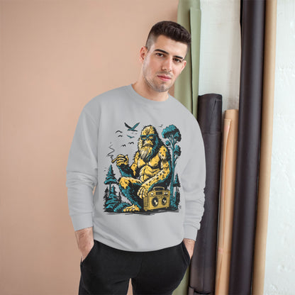 Sasquatch Camping Sweatshirt — Retro Bigfoot Graphic Crewneck