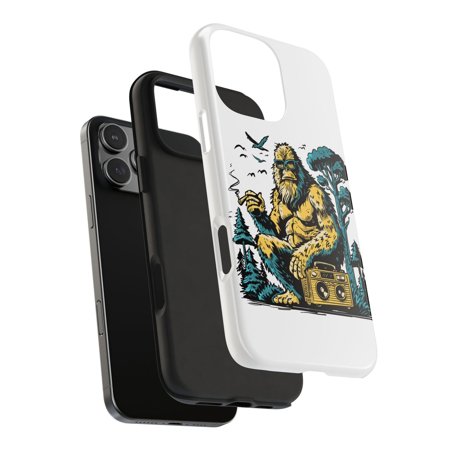 Bigfoot Chill Tough Phone Case — Retro Sasquatch with Boombox