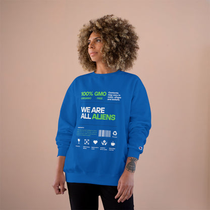 We Are All Aliens Sweatshirt — Funny Sci‑Fi Graphic Crewneck