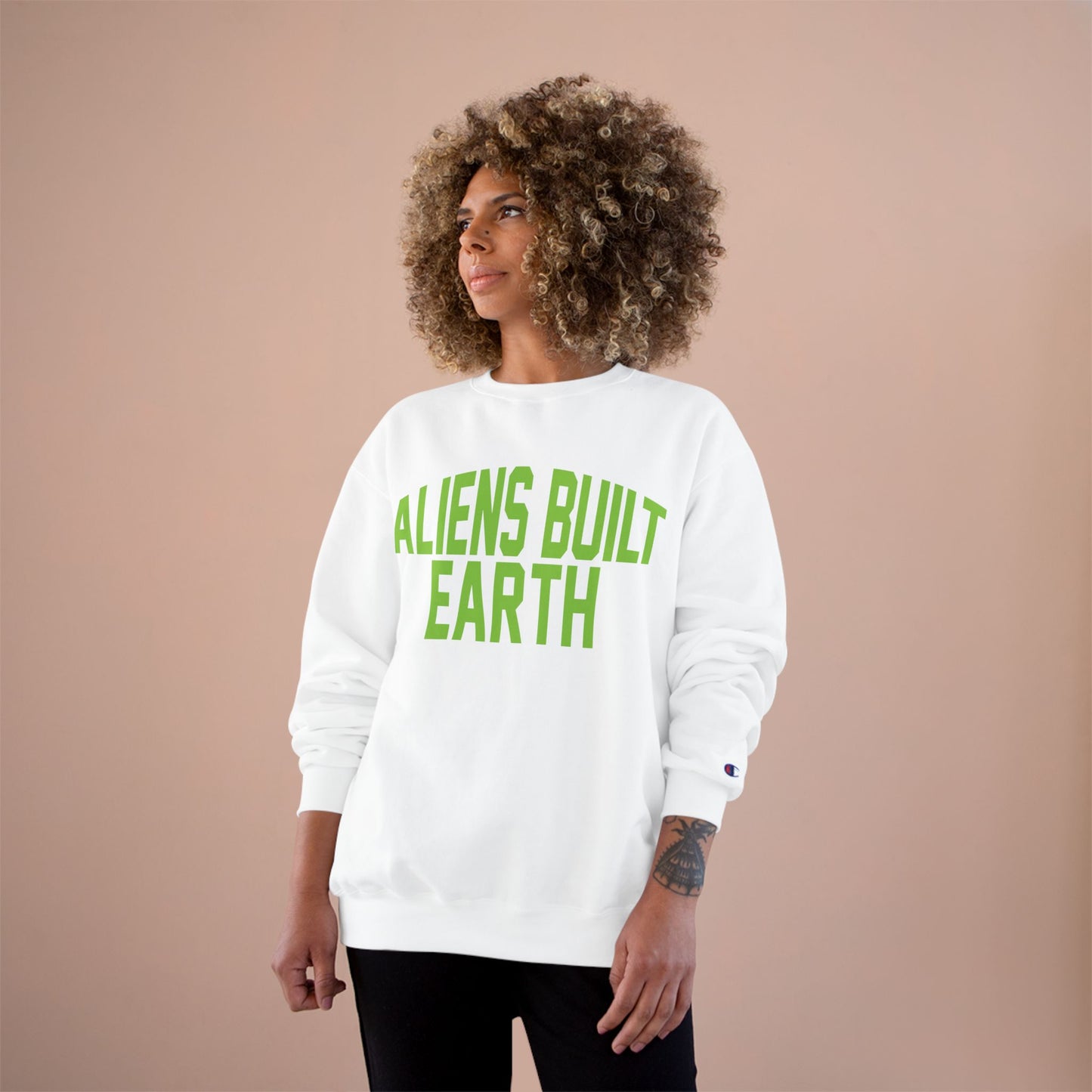 Aliens Built Earth Sweatshirt — Retro Green Graphic Crewneck