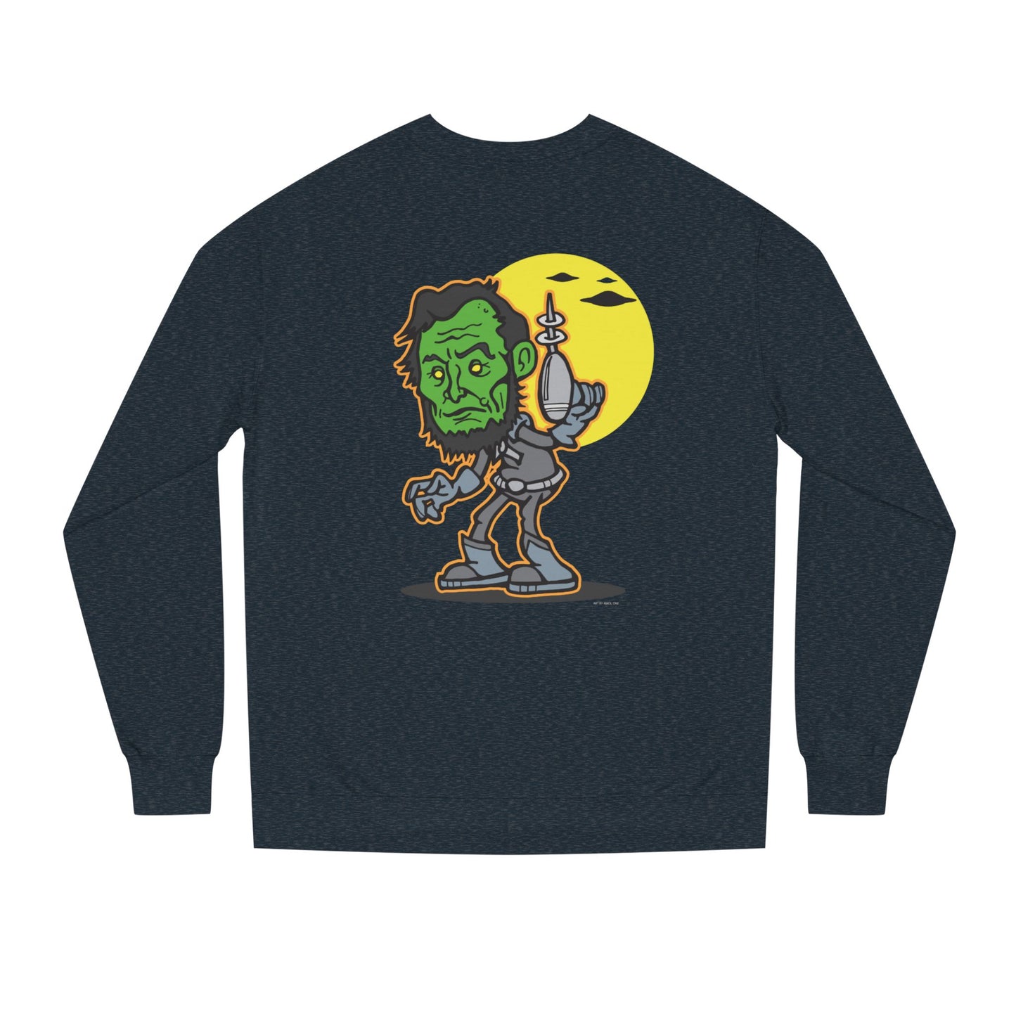 Alien Abe Crewneck Sweatshirt — "Aliens Built Earth" Graphic Pullover