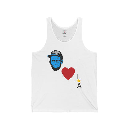 LA Love Tank Top — Blue Face Graphic with Heart & Star