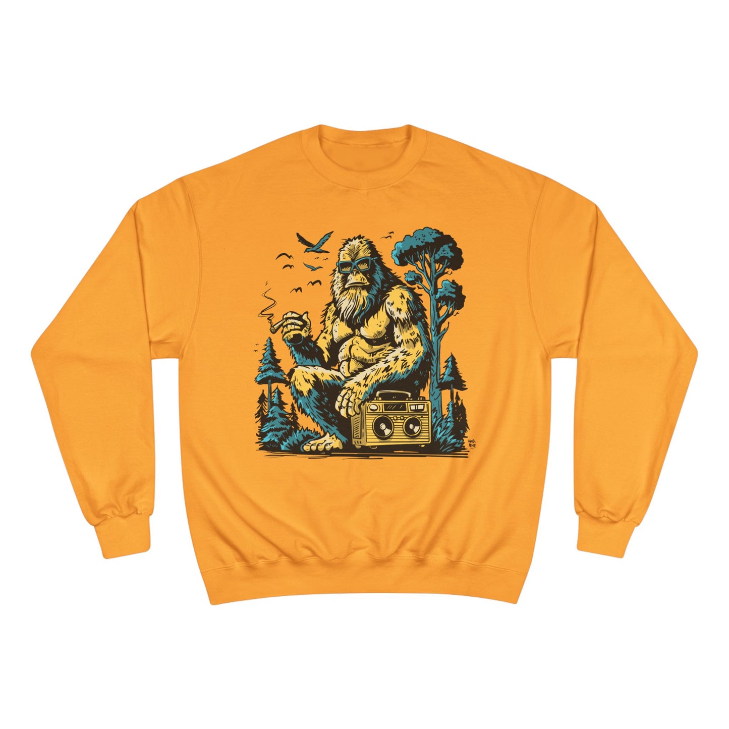 Sasquatch Camping Sweatshirt — Retro Bigfoot Graphic Crewneck