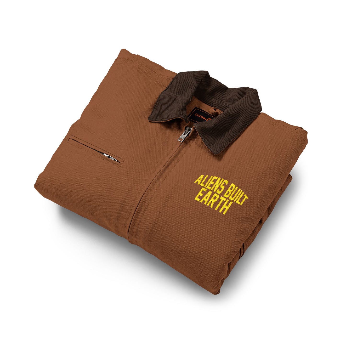 Work Jacket — "Always Hope for Earth" Embroidered Black Duck Cloth