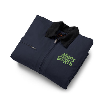 Work Jacket — "Always Hope for Earth" Embroidered Black Duck Cloth