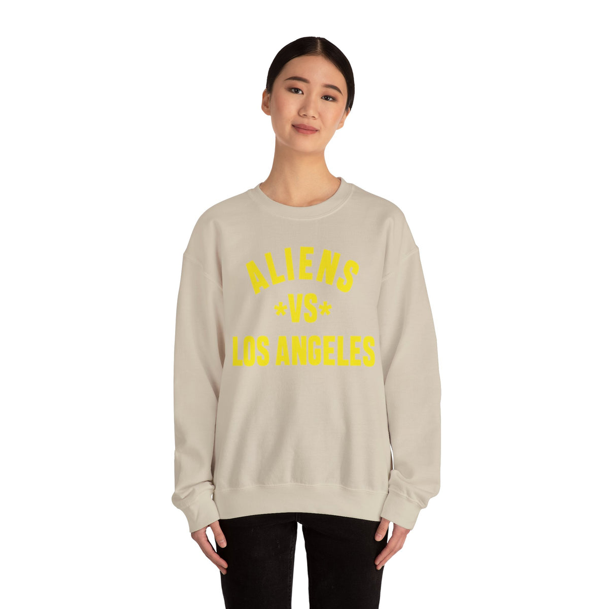 Sweatshirt — "Aliens vs Los Angeles" Bold Lettering Crewneck