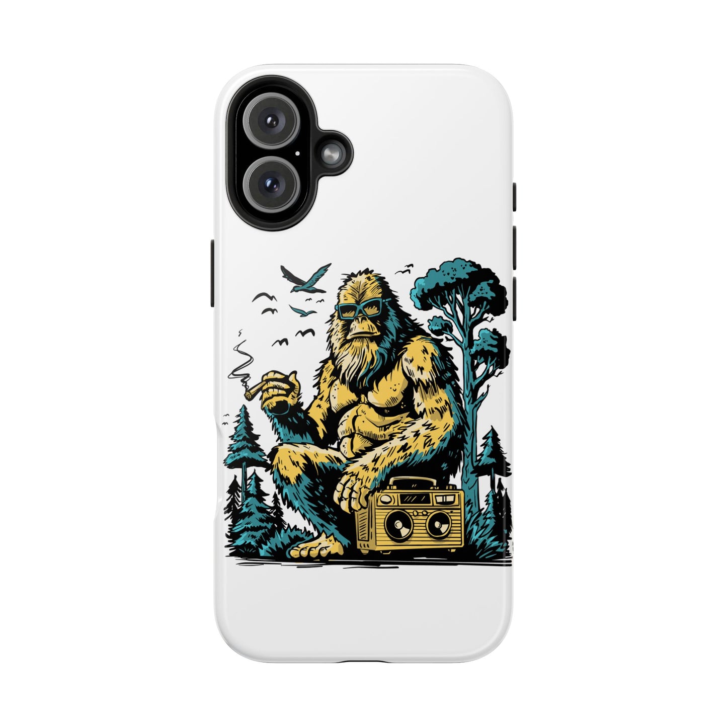 Bigfoot Chill Tough Phone Case — Retro Sasquatch with Boombox