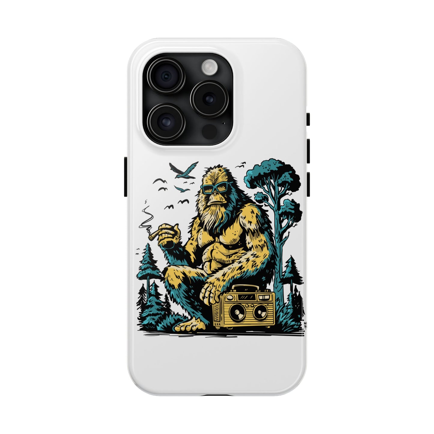 Bigfoot Chill Tough Phone Case — Retro Sasquatch with Boombox