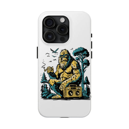 Bigfoot Chill Tough Phone Case — Retro Sasquatch with Boombox