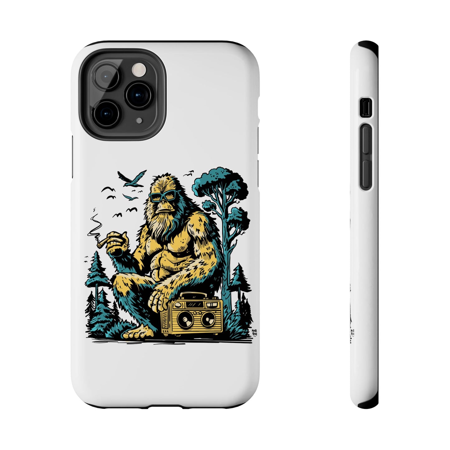 Bigfoot Chill Tough Phone Case — Retro Sasquatch with Boombox