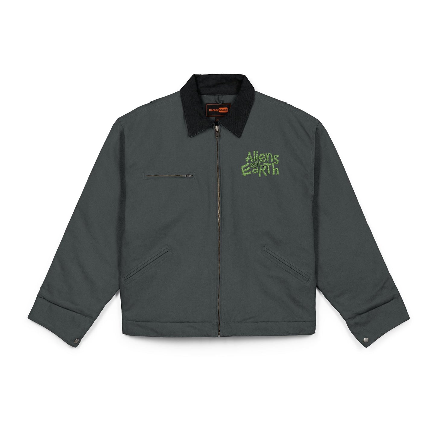 Work Jacket — "Always Hope for Earth" Embroidered Black Duck Cloth