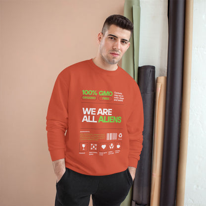 We Are All Aliens Sweatshirt — Funny Sci‑Fi Graphic Crewneck