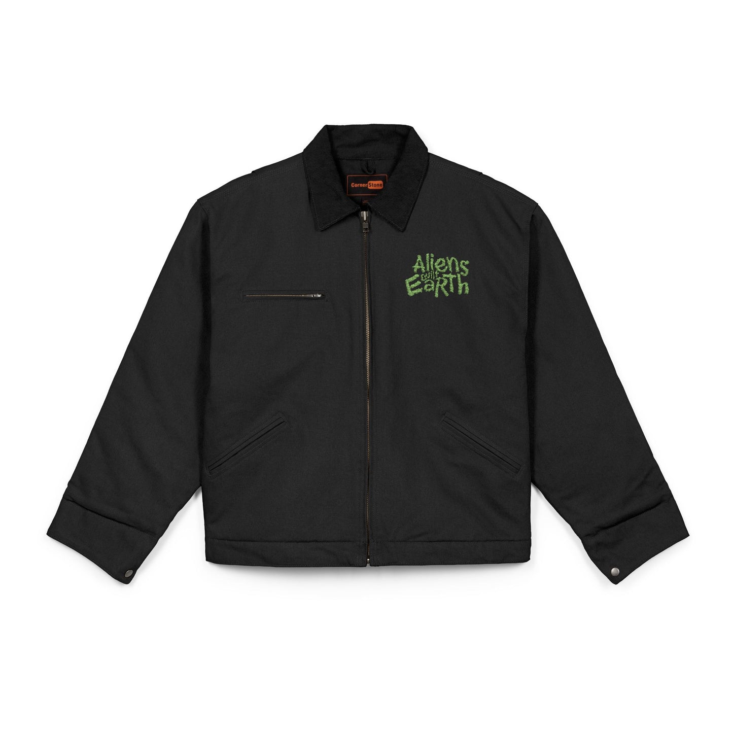 Work Jacket — "Always Hope for Earth" Embroidered Black Duck Cloth