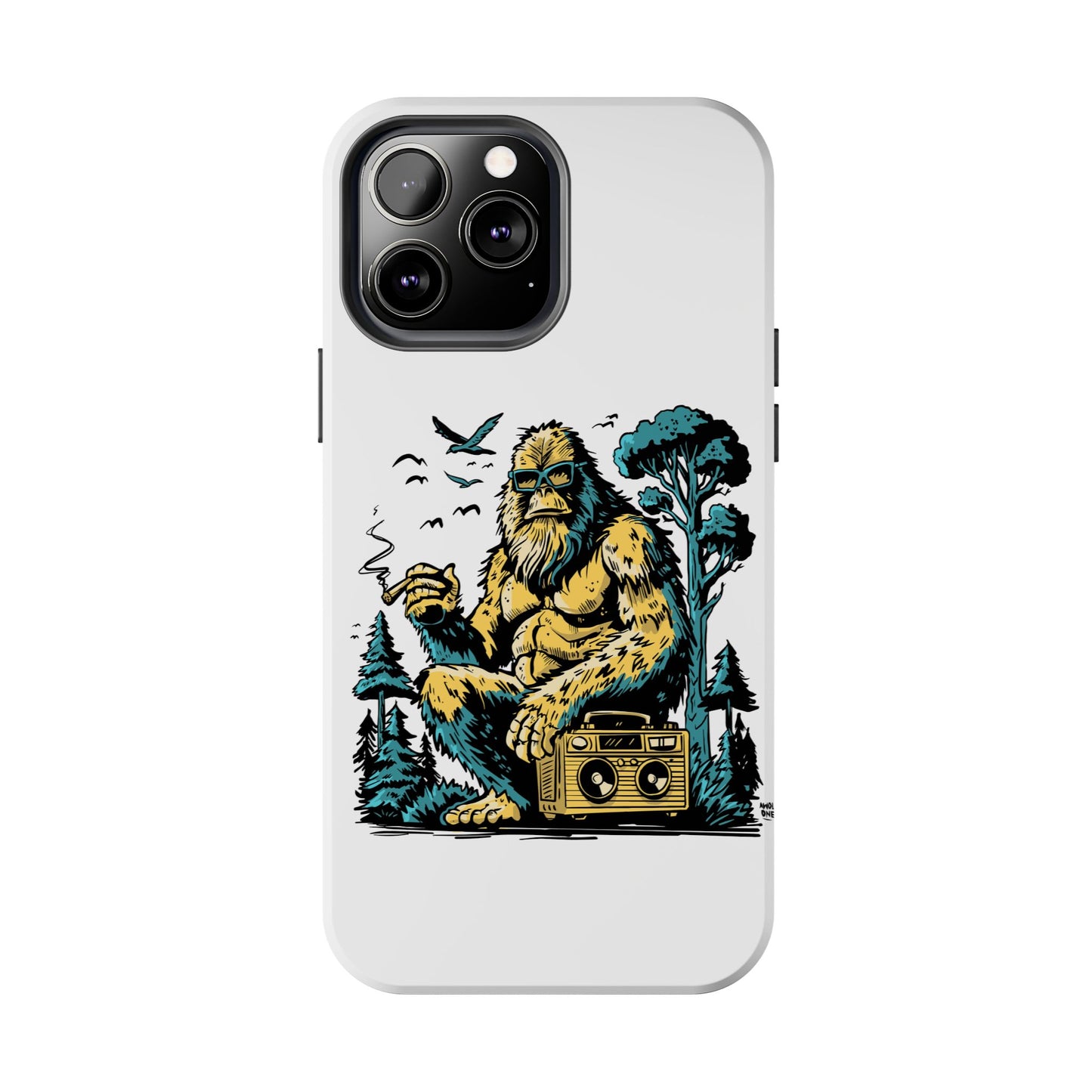 Bigfoot Chill Tough Phone Case — Retro Sasquatch with Boombox