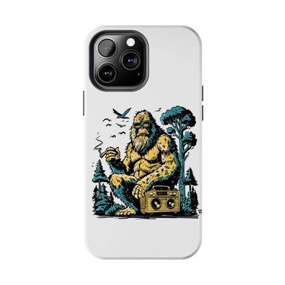 Bigfoot Chill Tough Phone Case — Retro Sasquatch with Boombox