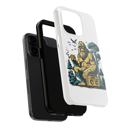 Bigfoot Chill Tough Phone Case — Retro Sasquatch with Boombox