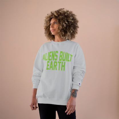 Aliens Built Earth Sweatshirt — Retro Green Graphic Crewneck