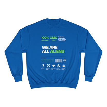 We Are All Aliens Sweatshirt — Funny Sci‑Fi Graphic Crewneck