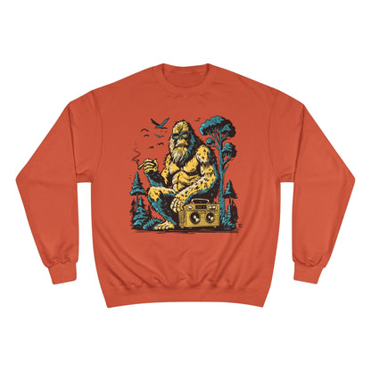 Sasquatch Camping Sweatshirt — Retro Bigfoot Graphic Crewneck