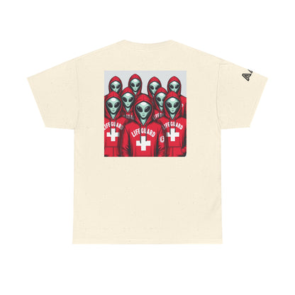 Alien Lifeguard Graphic Tee — Retro Sci‑Fi Crewneck T‑Shirt