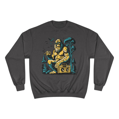 Sasquatch Camping Sweatshirt — Retro Bigfoot Graphic Crewneck