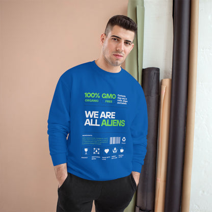 We Are All Aliens Sweatshirt — Funny Sci‑Fi Graphic Crewneck