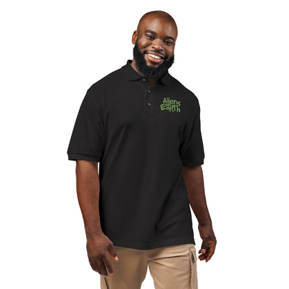 Embroidered Green Foliage Polo Shirt