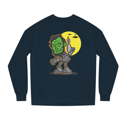 Alien Abe Crewneck Sweatshirt — "Aliens Built Earth" Graphic Pullover