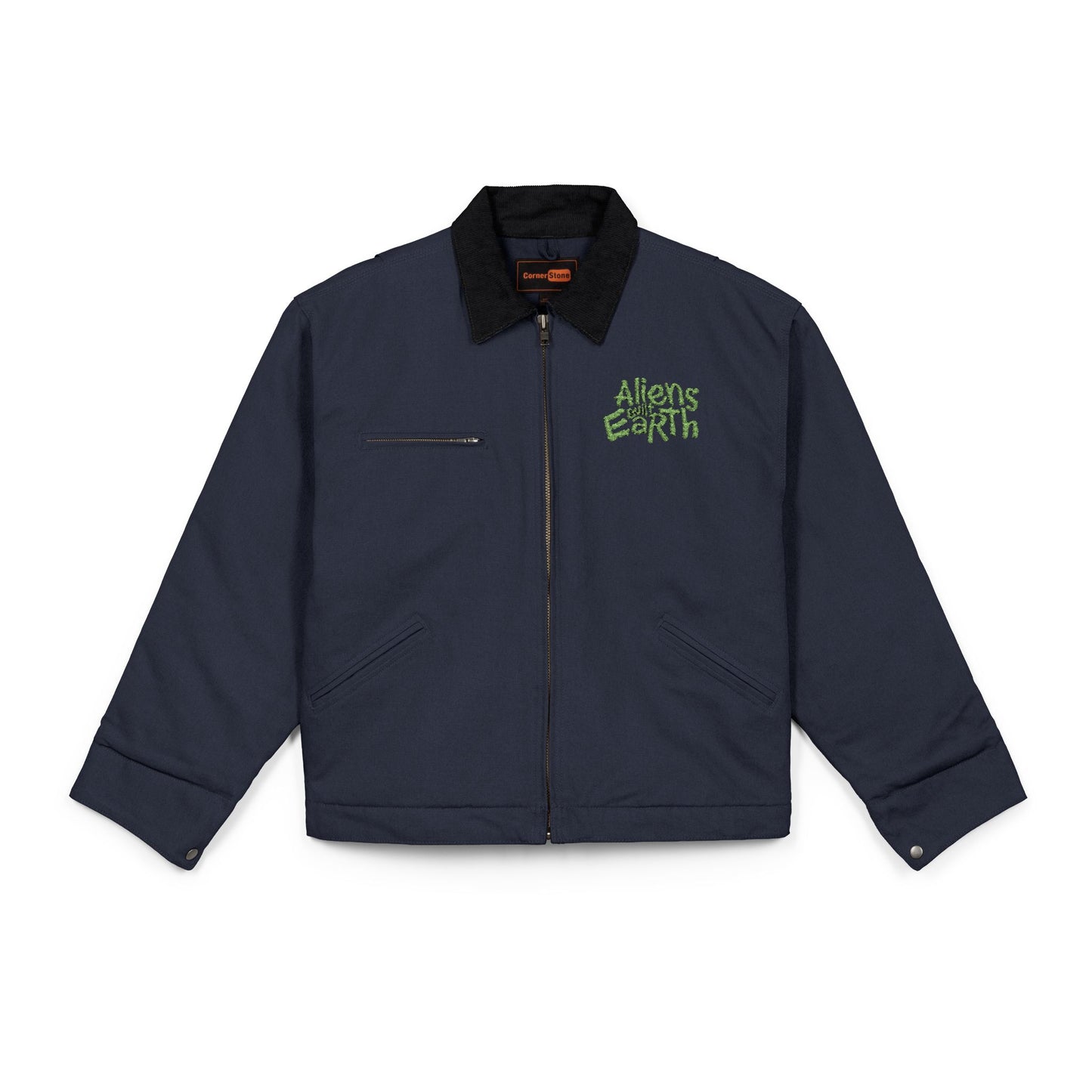 Work Jacket — "Always Hope for Earth" Embroidered Black Duck Cloth