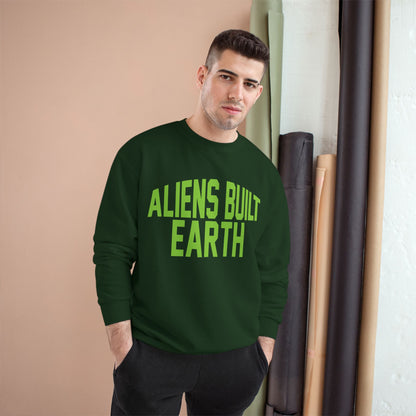 Aliens Built Earth Sweatshirt — Retro Green Graphic Crewneck