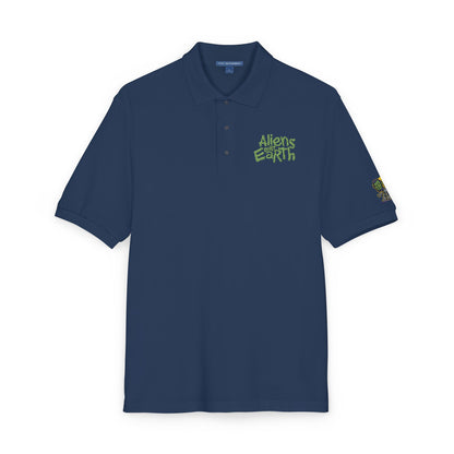 Embroidered Green Foliage Polo Shirt