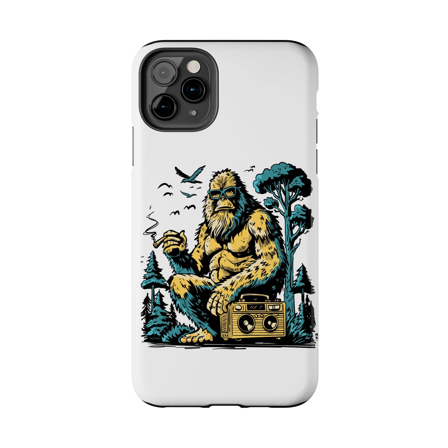 Bigfoot Chill Tough Phone Case — Retro Sasquatch with Boombox