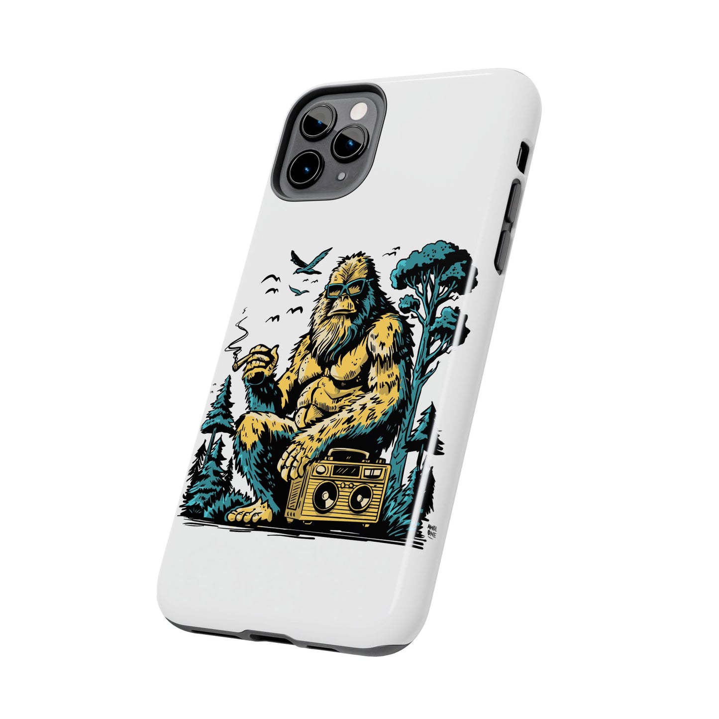 Bigfoot Chill Tough Phone Case — Retro Sasquatch with Boombox