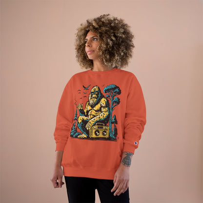 Sasquatch Camping Sweatshirt — Retro Bigfoot Graphic Crewneck